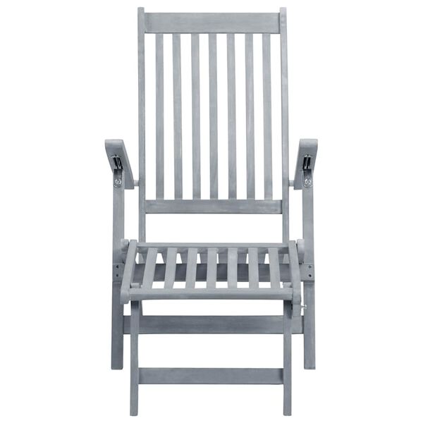 vidaXL Outdoor Deck Chair with Footrest and Cushion Solid Acacia Wood