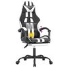 vidaXL Swivel Gaming Chair with Footrest Black&White Faux Leather