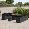 vidaXL Garden Sofa Set Height-Adjustable 10 pcs Black Poly Rattan