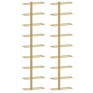 vidaXL Wall-mounted Wine Rack for 9 Bottles 2 pcs Gold Iron