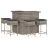 vidaXL 5 Piece Garden Bar Set with Cushions Grey Poly Rattan