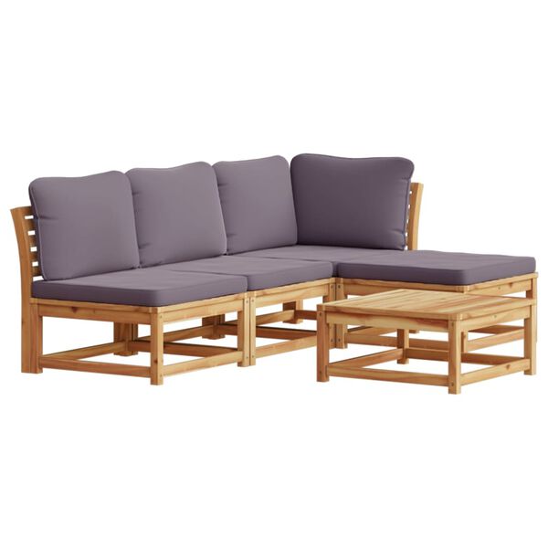 vidaXL 5 Piece Garden Lounge Set with Cushions Solid Wood Acacia