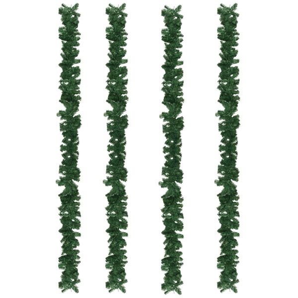 vidaXL Christmas Garlands 4 pcs Green 270 cm PVC
