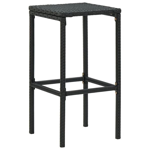 vidaXL Bar Stools with Cushions 4 pcs Black Poly Rattan