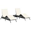 vidaXL Sun Loungers 2 pcs with Table Black Poly Rattan