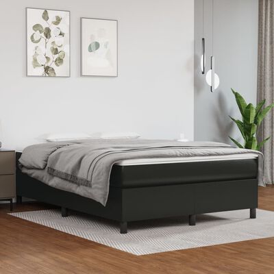 vidaXL Box Spring Bed with Mattress Black 137x187 cm Double Size Faux Leather
