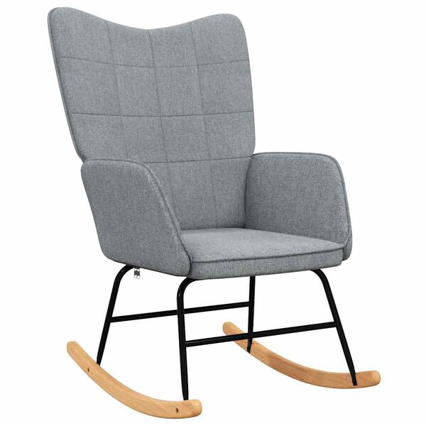 vidaXL Rocking Chair with a Stool Light Grey Fabric