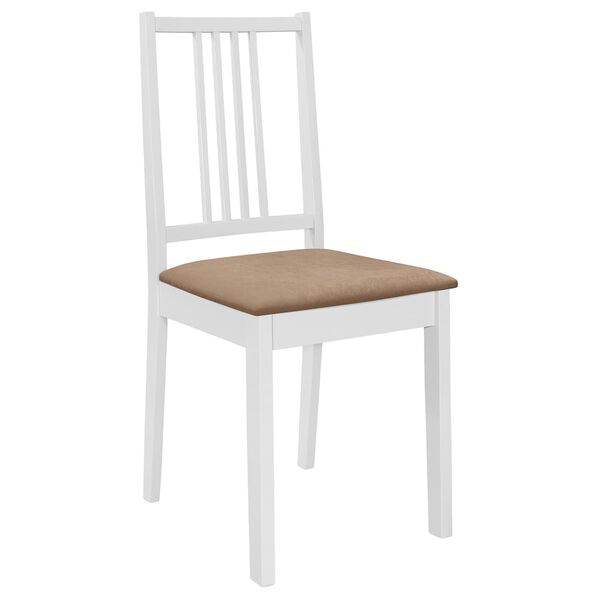 vidaXL Dining Chairs with Cushions 2 pcs White Solid Wood
