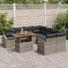 vidaXL Garden Sofa Set with Storage 9 pcs Grey Poly rattan