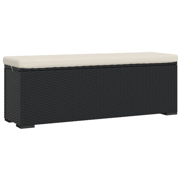 vidaXL Ottoman Bench with Cushion Black 110x30x40 cm Poly Rattan