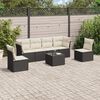 vidaXL 7 Piece Garden Sofa Set with Cushions Black Poly Rattan