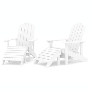 vidaXL Garden Adirondack Chairs 2 pcs with Footstools HDPE White
