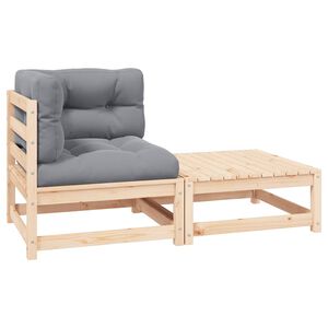 vidaXL 2 Piece Garden Lounge Set with Cushions Solid Pinewood
