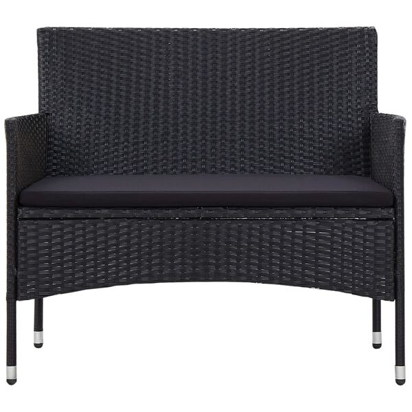 vidaXL 4 Piece Garden Lounge Set with Cushions Poly Rattan Black