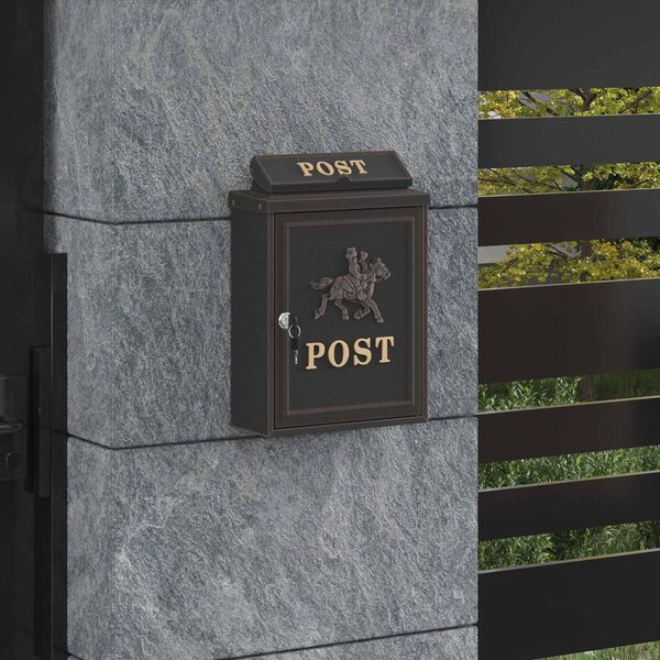 vidaXL Wall Mounted Mailbox Bronze 29 x 13 x 41 cm Cast Aluminum