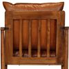 vidaXL Armchair Brown Real Leather with Acacia Wood