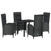 vidaXL Garden Dining Set with Cushion 5 pcs Black Poly Rattan