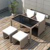 vidaXL 5 Piece Outdoor Dining Set with Cushions Poly Rattan Beige