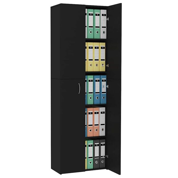 vidaXL Office Cabinet Black 60x32x190 cm Engineered Wood