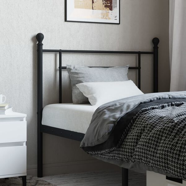 vidaXL Metal Headboard Black 90 cm