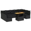 vidaXL 10 Piece Garden Sofa Set with Cushions Black Poly Rattan