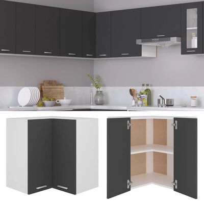 vidaXL Hanging Corner Cabinet Grey 57x57x60 cm Engineered Wood