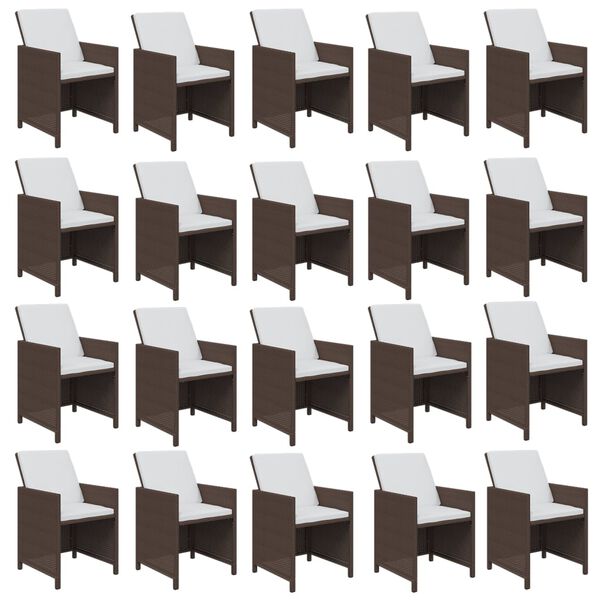 vidaXL 21 Piece Garden Dining Set with Cushions Brown Poly Rattan