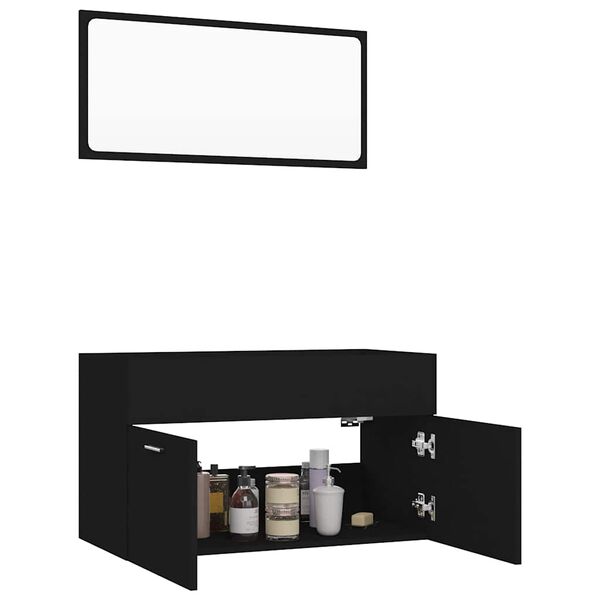 vidaXL 2 Piece Bathroom Furniture Set Black Engineered Wood