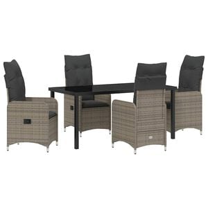 vidaXL Garden Dining Set 5 pcs Grey Poly Rattan