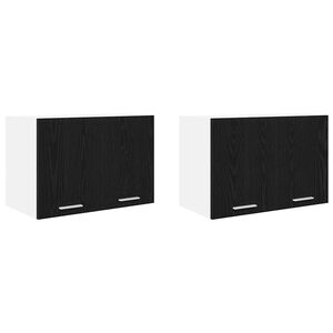 vidaXL Hanging Cabinet 2 pcs Black Oak and White 60 x 31 x 40 cm