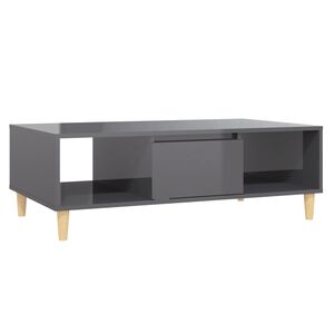 vidaXL Coffee Table | High gloss grey | Engineered wood, solid eucalyptus wood