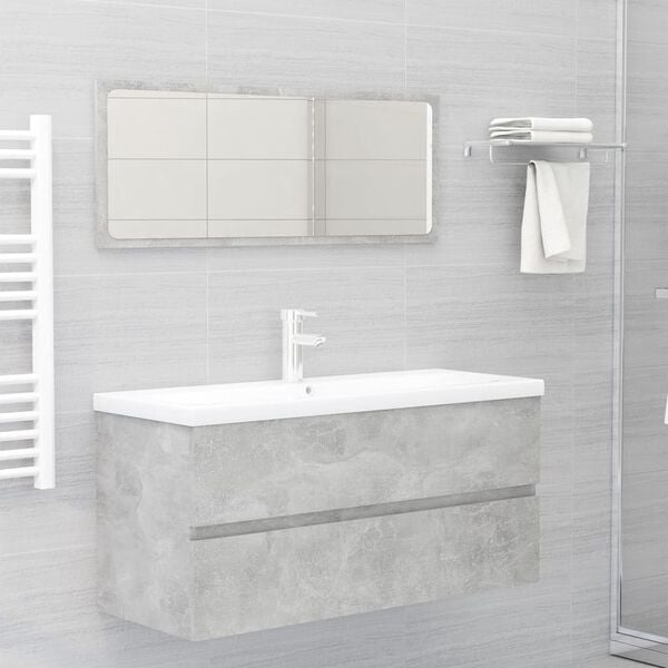 vidaXL Bathroom Furniture Set Concrete Grey Engineered Wood