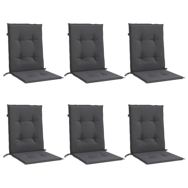 vidaXL Lowback Chair Cushions 6 pcs Melange Anthracite 100x50x4 cm Fabric