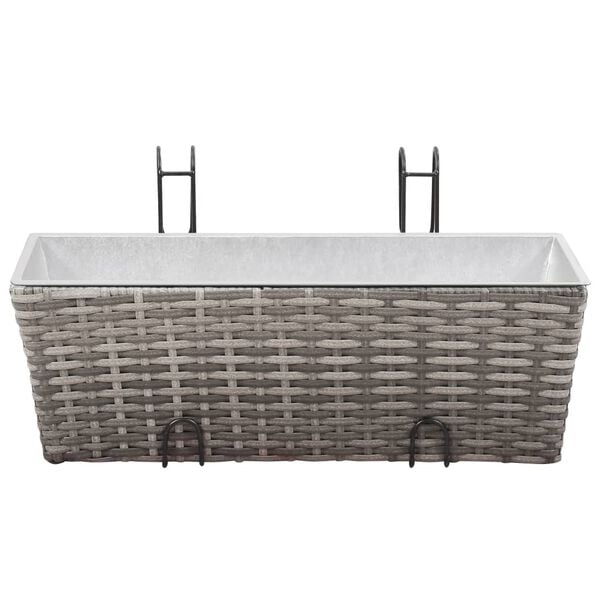 vidaXL Balcony Raised Beds 2 pcs 50 cm Grey Poly Rattan