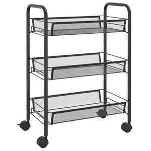 vidaXL 3-Tier Kitchen Trolley Black 46x26x64 cm Iron