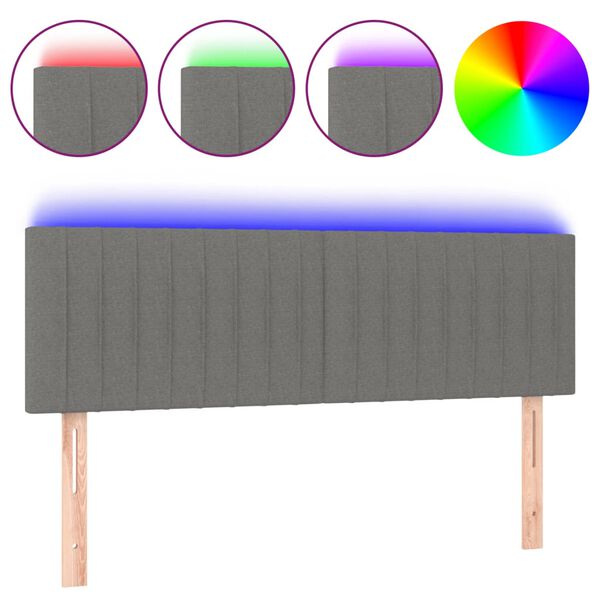 vidaXL LED Headboard Dark Grey 144 cm Fabric