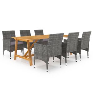vidaXL 7 Piece Garden Dining Set Grey