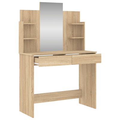 vidaXL Dressing Table with Mirror Sonoma Oak 96x39x142 cm