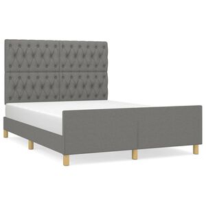 vidaXL Bed Frame without Mattress Dark Grey 137x187 cm Double Fabric