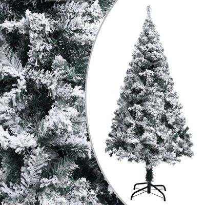 vidaXL Artificial Pre-lit Christmas Tree with Flocked Snow Green 210 cm