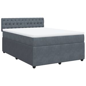 vidaXL Box Spring Bed with Mattress Dark Grey Double Velvet