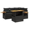 vidaXL 5 Piece Garden Sofa Set with Cushions Black Poly Rattan
