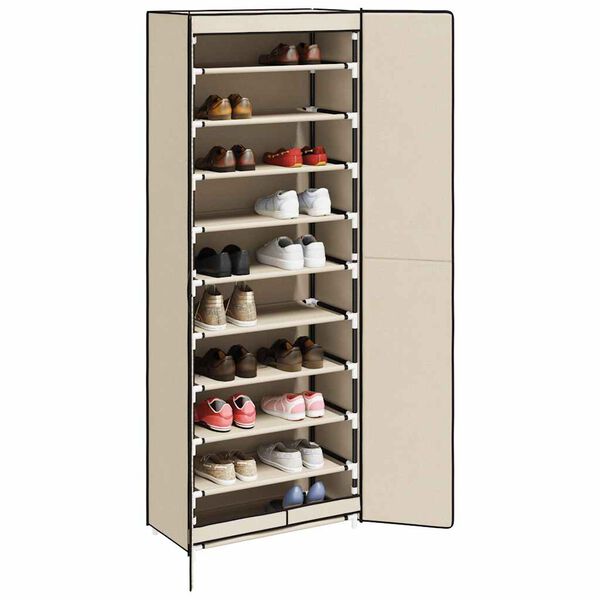 vidaXL Shoe Cabinet Cream 60x30x166 cm Fabric