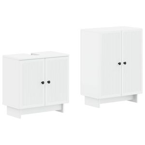 vidaXL 2 Piece Bathroom Cabinet Set UTRECHT White Engineered Wood