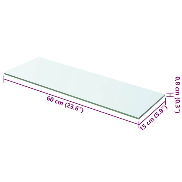 vidaXL Shelf Panel Glass Clear 60x15 cm