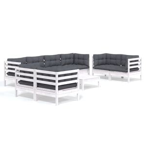 vidaXL 9 Piece Garden Lounge Set with Cushions Solid Pinewood