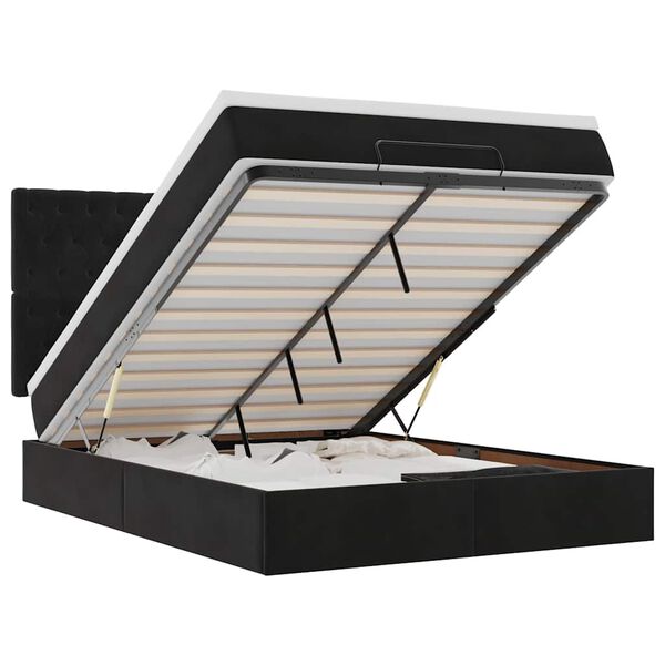 vidaXL Ottoman Bed with Mattresses Black Double Velvet