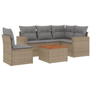 vidaXL 6 Piece Garden Sofa Set with Cushions Beige Poly Rattan