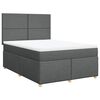 vidaXL Box Spring Bed with Mattress Dark Grey Double Fabric