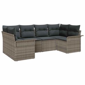 vidaXL Garden Sofa Set 6 pcs Grey Poly rattan
